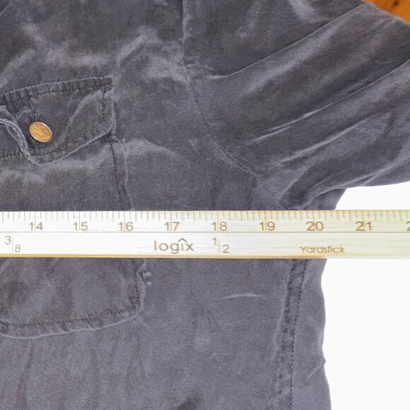 rag & bone 100% Silk Black Shirt Dress Collar Brass Buttons size 6 - Picture 8 of 12